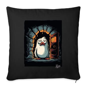 Déconcerté petit oiseau mignon dans le donjon donjon - Housse de coussin décorative 45 x 45 cm - noir - Devant