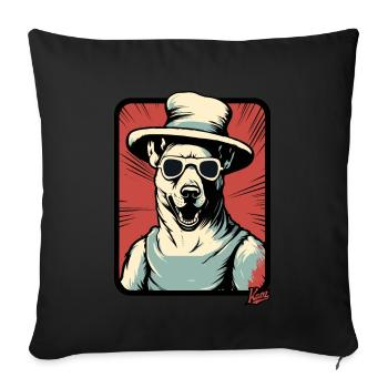 Chien cool avec un grand chapeau - Housse de coussin décorative 45 x 45 cm - noir - Devant