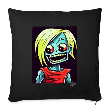 Dessin animé crâne Zombie Spinner - Housse de coussin décorative 45 x 45 cm - noir - Devant