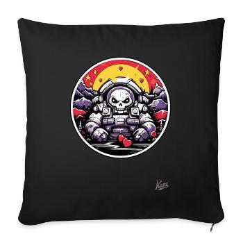 Space astronaut: skull nature and hearts - Sofa pillowcase 17,3'' x 17,3'' (45 x 45 cm) - black - Front