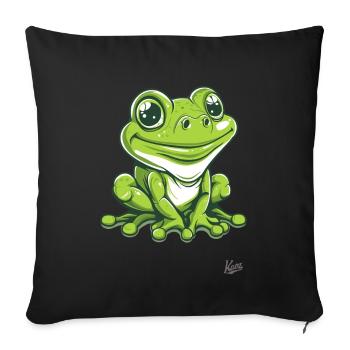 Süßer Glücklicher Frosch - Sofakissenbezug 45 x 45 cm - Schwarz - Vorne