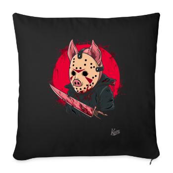Cochon d’horreur drôle de slasher - Housse de coussin décorative 45 x 45 cm - noir - Devant