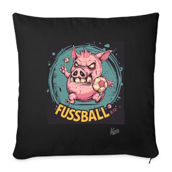 Football pig: We want football now - Sofa pillowcase 17,3'' x 17,3'' (45 x 45 cm) - black - Front