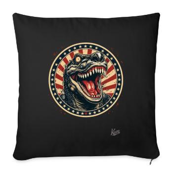 Patriotique Drapeau US Crocodile Lézard Monstre - Housse de coussin décorative 45 x 45 cm - noir - Devant