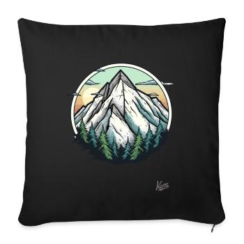 La nature avec les arbres et la montagne - Housse de coussin décorative 45 x 45 cm - noir - Devant