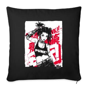 Future Punk Girl - Sofa pillowcase 17,3'' x 17,3'' (45 x 45 cm) - black - Front
