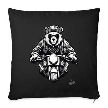 Cool Moto Biker Bear - Housse de coussin décorative 45 x 45 cm - noir - Devant