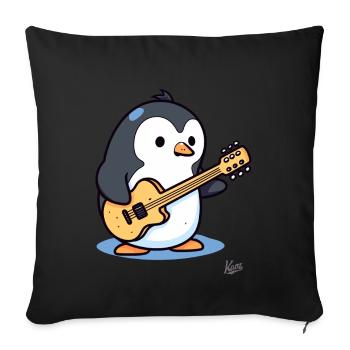 Music: Acoustic Guitar Player Penguin - Sofa pillowcase 17,3'' x 17,3'' (45 x 45 cm) - black - Front