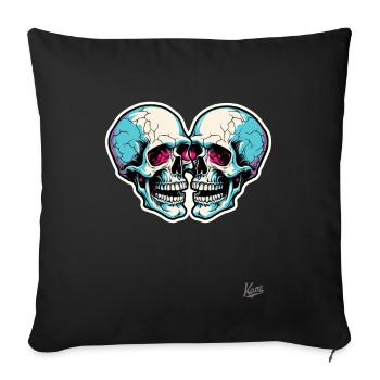 Laughing Cool Twin Skull Skull - Housse de coussin décorative 45 x 45 cm - noir - Devant