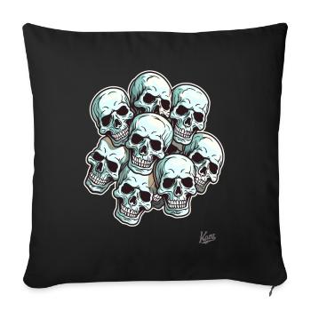 A pile of laughing skull skull - Sofa pillowcase 17,3'' x 17,3'' (45 x 45 cm) - black - Front