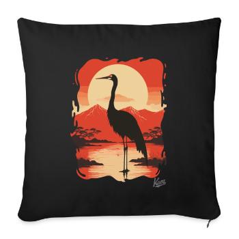 Japanese crane: feather-light fashion - Sofa pillowcase 17,3'' x 17,3'' (45 x 45 cm) - black - Front