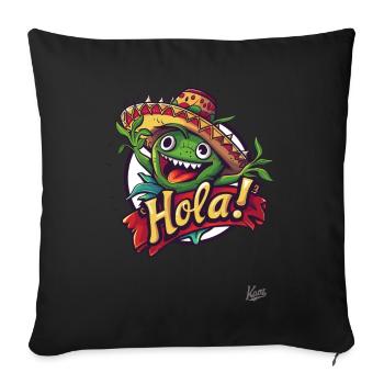 Happy plant with sombrero: ¡Hola! - Sofa pillowcase 17,3'' x 17,3'' (45 x 45 cm) - black - Front