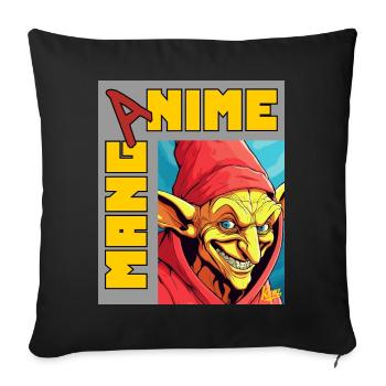 Manga Anime: Evil Goblin Gnome - Sofa pillowcase 17,3'' x 17,3'' (45 x 45 cm) - black - Front