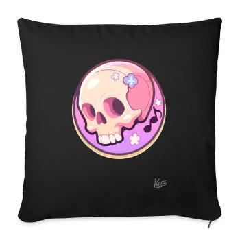 Musical notes and a relaxed cute skull - Sofa pillowcase 17,3'' x 17,3'' (45 x 45 cm) - black - Front