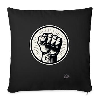 La main gauche serrée dans un poing en l’air - Housse de coussin décorative 45 x 45 cm - noir - Devant