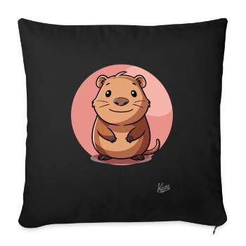 Niedlicher und fröhlicher bescheidener Hamster - Sofakissenbezug 45 x 45 cm - Schwarz - Vorne