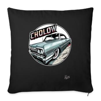 Cholow Classic : Voiture Lowrider vintage - Housse de coussin décorative 45 x 45 cm - noir - Devant