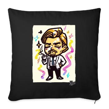 Little Leonardo : Gentleman with a Pipe - Housse de coussin décorative 45 x 45 cm - noir - Devant
