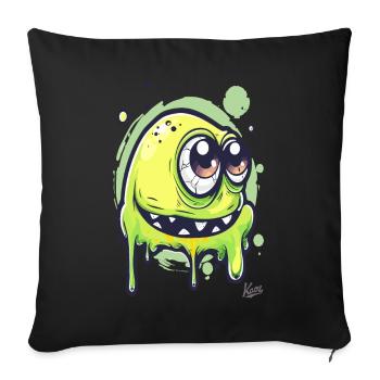 Lustiges Schleim-Monster - Sofakissenbezug 45 x 45 cm - Schwarz - Vorne