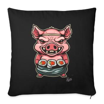 Little Scary Sushi Pig Master - Sofa pillowcase 17,3'' x 17,3'' (45 x 45 cm) - black - Front