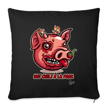 Porc chaud : avec du piment au nez - Housse de coussin décorative 45 x 45 cm - noir - Devant