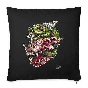 Crâne de serpent à tête de cochon zombie - Housse de coussin décorative 45 x 45 cm - noir - Devant
