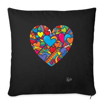 Hearts in the heart: Love to the power of ten - Sofa pillowcase 17,3'' x 17,3'' (45 x 45 cm) - black - Front