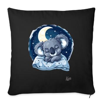 Sleeping koala with moon and stars - Sofa pillowcase 17,3'' x 17,3'' (45 x 45 cm) - black - Front