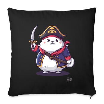 Chat pirate de compagnie moelleux - Housse de coussin décorative 45 x 45 cm - noir - Devant