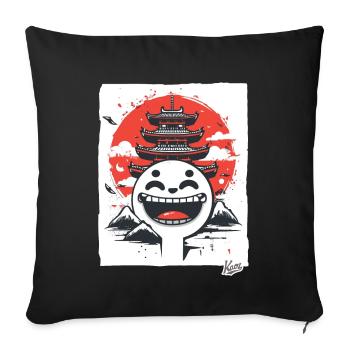 Japanische Berge: Shinto-Pagode lachendes Gesicht - Sofakissenbezug 45 x 45 cm - Schwarz - Vorne