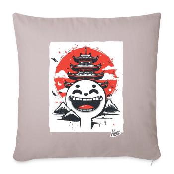 Japanese Mountains: Shinto Pagoda Laughing Face - Sofa pillowcase 17,3'' x 17,3'' (45 x 45 cm) - light taupe - Front