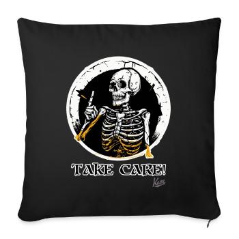 Skeleton Skull Council: Watch out! - Sofa pillowcase 17,3'' x 17,3'' (45 x 45 cm) - black - Front