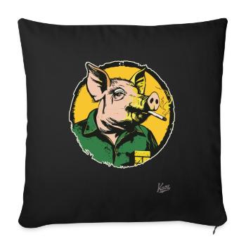 City Country Worker Smoking Pig - Sofa pillowcase 17,3'' x 17,3'' (45 x 45 cm) - black - Front