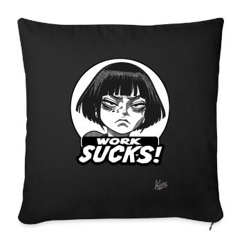 Japanese cartoon girl: work is annoying - Sofa pillowcase 17,3'' x 17,3'' (45 x 45 cm) - black - Front