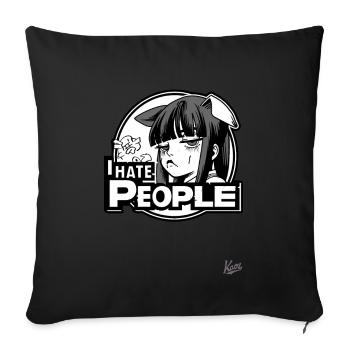 Annoyed cartoon girl: "I hate people" - Sofa pillowcase 17,3'' x 17,3'' (45 x 45 cm) - black - Front