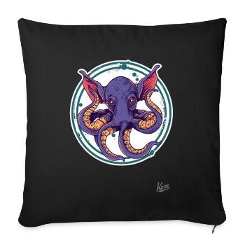 Drôle, Bizarre Grandes Oreilles : Pieuvre Éléphant - Housse de coussin décorative 45 x 45 cm - noir - Devant