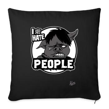I hate people, sarcasm pig - Sofa pillowcase 17,3'' x 17,3'' (45 x 45 cm) - black - Front