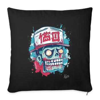 Funny Japanese Streetwear: Zombie Skull - Sofa pillowcase 17,3'' x 17,3'' (45 x 45 cm) - black - Front
