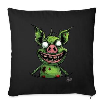 Funny Creepy Zombie Pig - Sofa pillowcase 17,3'' x 17,3'' (45 x 45 cm) - black - Front