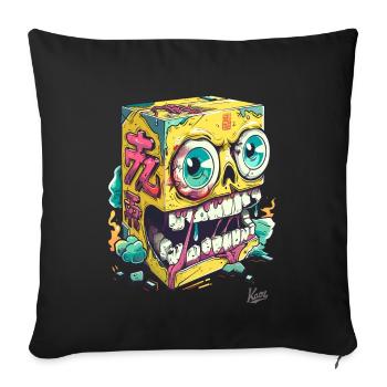 Japanese Angry Yellow Sponge Skull - Sofa pillowcase 17,3'' x 17,3'' (45 x 45 cm) - black - Front