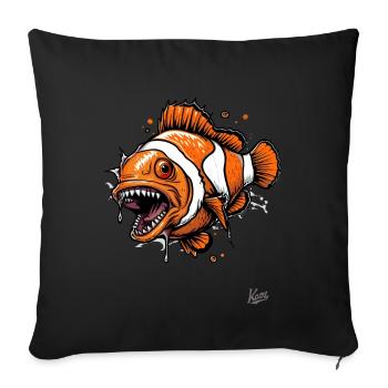 Funny Horror Clownfish - Sofa pillowcase 17,3'' x 17,3'' (45 x 45 cm) - black - Front