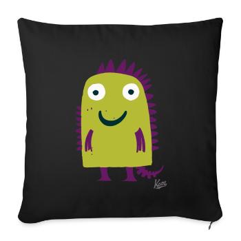 Little Green and Purple Cuddly Monster - Sofa pillowcase 17,3'' x 17,3'' (45 x 45 cm) - black - Front