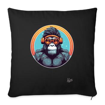 hipper Hipster Fitness Studio Kopfhörer Affe - Sofakissenbezug 45 x 45 cm - Schwarz - Vorne