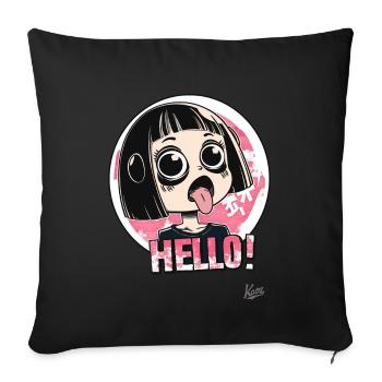 Naughty Japanese girl says hello - Sofa pillowcase 17,3'' x 17,3'' (45 x 45 cm) - black - Front