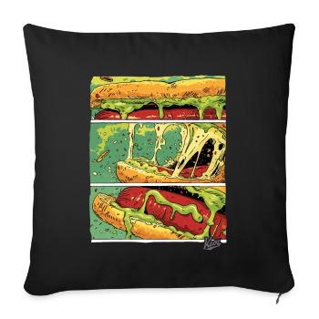 Planches BD : Saucisse monstre au fromage dans un petit pain - Housse de coussin décorative 45 x 45 cm - noir - Devant