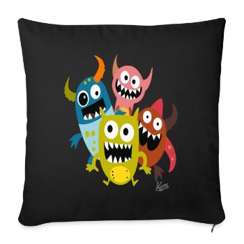 Un groupe d’amis monstres amusants - Housse de coussin décorative 45 x 45 cm - noir - Devant