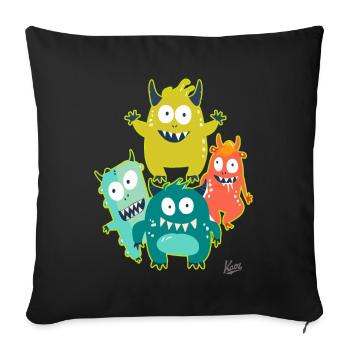 little funny monster friends - Sofa pillowcase 17,3'' x 17,3'' (45 x 45 cm) - black - Front