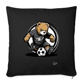 Soccer Bear - Sofa pillowcase 17,3'' x 17,3'' (45 x 45 cm) - black - Front