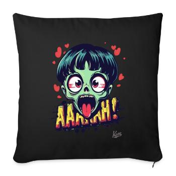 Zombie coquin avec des cœurs - Housse de coussin décorative 45 x 45 cm - noir - Devant