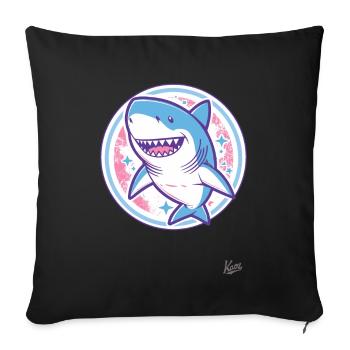 Friendly Funny Shark - Sofa pillowcase 17,3'' x 17,3'' (45 x 45 cm) - black - Front